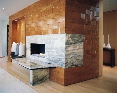 Отделка камина мрамором
