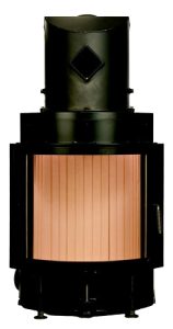 Камин Компакт с изогнутым стеклом и с горизонтальным открытием дверец 51/55