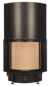 Камин Компакт с изогнутым стеклом и с вертикальным открытием дверец 51/55