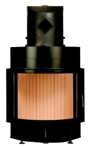 Камин Компакт с изогнутым стеклом и с горизонтальным открытием дверец 51/67