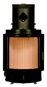 Камин Компакт с изогнутым стеклом и с горизонтальным открытием дверец 57/55