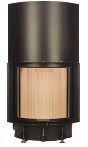 Камин Компакт с изогнутым стеклом и с вертикальным открытием дверец 57/55