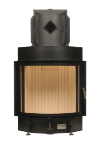 Камин Компакт с изогнутым стеклом и с горизонтальным открытием дверец 57/67