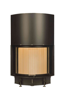 Камин Компакт с изогнутым стеклом и с вертикальным открытием дверец 57/67