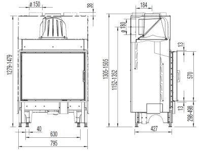 75x57 K распашная дверца, плоское стекло