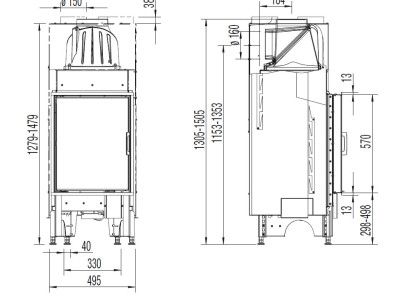45x57 K распашная дверца, плоское стекло